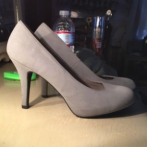 Grey, 3-inch heels; size 8